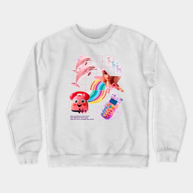 Cute & Sweet Retro Kids Toys Collage Cuteness Crewneck Sweatshirt by Tip Top Tee's